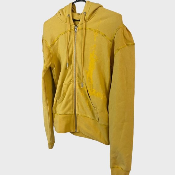 Y2K Oakley Graphic Zip-Up Hoodie Womens Size Small Yellow Long Sleeve Sweatshirt - Picture 2 of 13